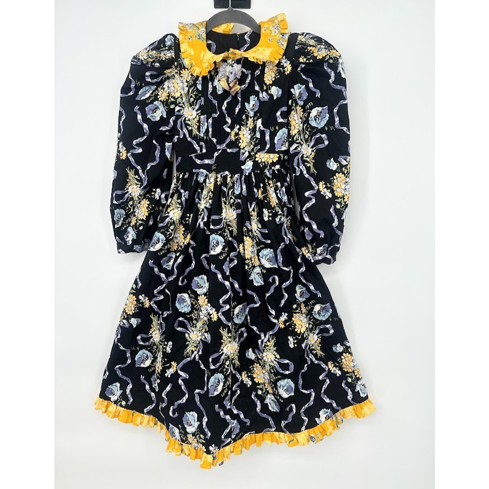 Vintage MouseFeathers Neiman Marcus Floral Prairie Dress Size 7 Girls Party